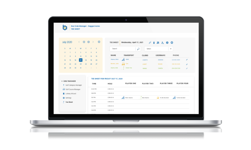 Buz Club Manager TeeSheet